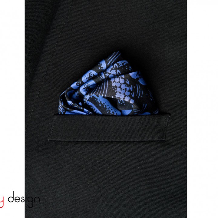 Khăn lụa vuông pocket square -LONG DAO BLUE